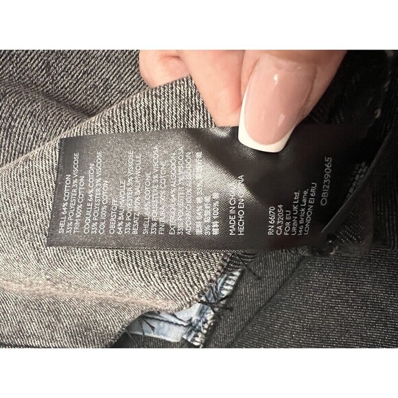 Free People East Of Eden Button Fly Denim Black Jean Skirt Belted   Sz 25 /S NWT - Picture 8 of 8